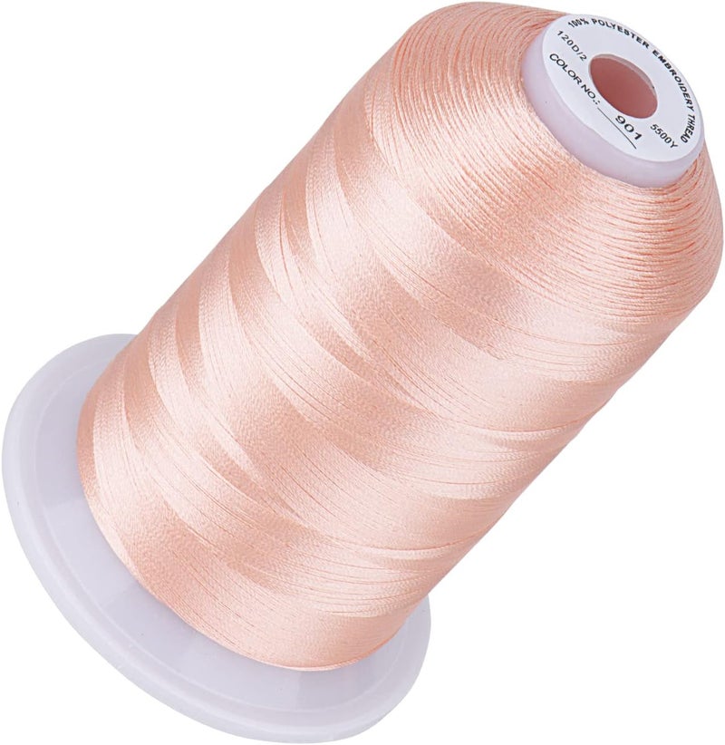 simthread 5500Yds Embroidery Thread, 5000M High-Yardage 40WT 100% Polyester Thread – 170+ Vivid Colors, High-Speed Rated – Compatible with Brother, Singer, Janome & More - Flesh Pink 901 - Image 1